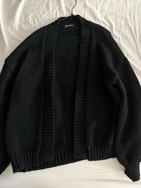 Black Open-Front Women's Knit Cardigan Sweater